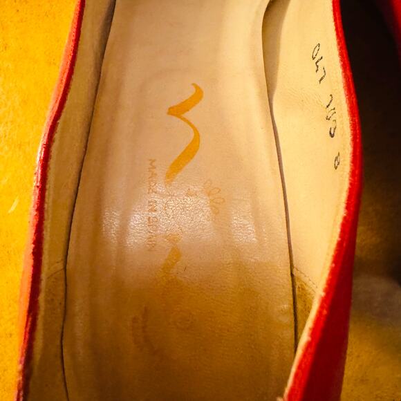 NINA Vintage Womens Red All Leather Peep Toe Heel Pumps Size 8 Made in Spain - Picture 7 of 12